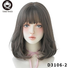 Load image into Gallery viewer, 7JHH WIGS Natural Comfortable Synthetic Wig for Women Black Shoulder Straight Hair 14 Inch Fashion Hairstyle Wig