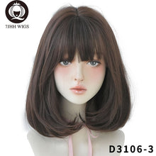 Load image into Gallery viewer, 7JHH WIGS Natural Comfortable Synthetic Wig for Women Black Shoulder Straight Hair 14 Inch Fashion Hairstyle Wig