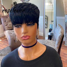 Load image into Gallery viewer, Short Pixie Cut Straight Hair Peruvian Remy Human Hair 150% Glueless Machine Made