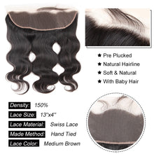 Load image into Gallery viewer, Body Wave Bundles With Frontal Closure Brazilian Human Hair Weave Wet And Wavy Bundles With Frontal Remy 3 Bundles With Closure