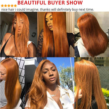 Load image into Gallery viewer, Honey Blonde Pre-Plucked Straight Lace Front Remy Hair 13x1 Lace Part Peruvian Pins hair 180%