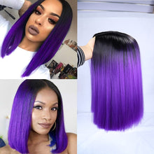 Load image into Gallery viewer, FAVE Ombre Black Purple/Blonde/Grey/Flax Brown/ Straight