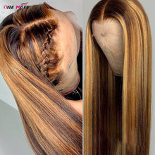 Load image into Gallery viewer, 4 27 Highlight Wig 28 30 inch Ombre Bone Straight Lace Front