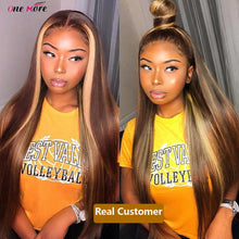 Load image into Gallery viewer, 4 27 Highlight Wig 28 30 inch Ombre Bone Straight Lace Front