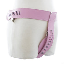Load image into Gallery viewer, New Pink Leather Chastity and Lock Female Chastity Belt Erotic BDSM Sexy Flirting Sex Toys for Women Men/Couple sex shop