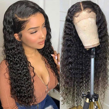 Load image into Gallery viewer, 28 30 Inch Deep Wave Human Hair Curly 13x4 Brazilian Remy Lace Front