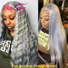 Load image into Gallery viewer, HD Lace Frontal Grey Human Hair Wig