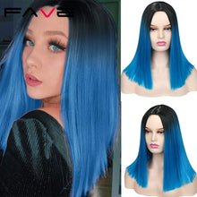 Load image into Gallery viewer, FAVE Ombre Black Purple/Blonde/Grey/Flax Brown/ Straight