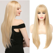 Load image into Gallery viewer, Blonde Bangs Synthetic Long Straight Lolita High Temperature Fiber Hair