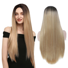 Load image into Gallery viewer, Blonde Bangs Synthetic Long Straight Lolita High Temperature Fiber Hair