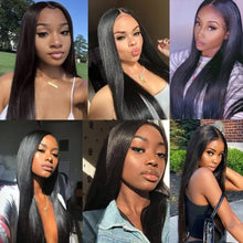 Load image into Gallery viewer, 28 inch Closure wig 4x4 Lace Closure Human Hair Lace Long Straight Brazilian Remy 150 Density