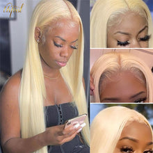 Load image into Gallery viewer, Brazilian Remy 30 inch Lace Front Transparent 613 Blonde