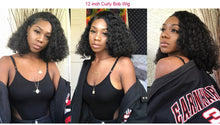 Load image into Gallery viewer, Malaysian Lace Human Hair Short Bob Curly 4*4 Lace Closure Pre-Plucked With Baby Hair