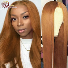 Load image into Gallery viewer, Honey Blonde Pre-Plucked Straight Lace Front Remy Hair 13x1 Lace Part Peruvian Pins hair 180%