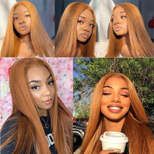 Load image into Gallery viewer, Honey Blonde Pre-Plucked Straight Lace Front Remy Hair 13x1 Lace Part Peruvian Pins hair 180%