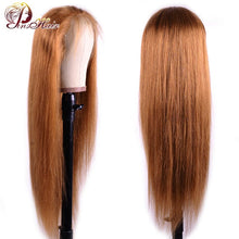 Load image into Gallery viewer, Honey Blonde Pre-Plucked Straight Lace Front Remy Hair 13x1 Lace Part Peruvian Pins hair 180%