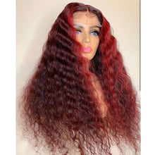 Load image into Gallery viewer, Red Highlight Color Brazilian Remy Human Hair 4x4 Lace Closure with Baby Hair