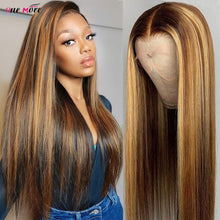 Load image into Gallery viewer, 4 27 Highlight Wig 28 30 inch Ombre Bone Straight Lace Front