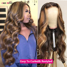 Load image into Gallery viewer, 4 27 Highlight Wig 28 30 inch Ombre Bone Straight Lace Front
