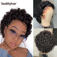 Load image into Gallery viewer, Short Curly lace frontal bouncy curly human hair