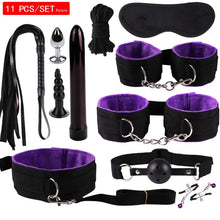 Load image into Gallery viewer, New Sex BDSM Collar Handcuffs Whip Erotic Sex Toys For Couples Adult Games Black Leather Bondage Kits Sex Shop 7/8/9/10/11PCS