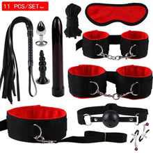 Load image into Gallery viewer, New Sex BDSM Collar Handcuffs Whip Erotic Sex Toys For Couples Adult Games Black Leather Bondage Kits Sex Shop 7/8/9/10/11PCS