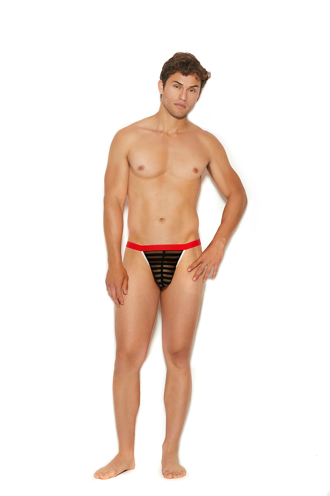 Men’s Striped Mesh G-string Pouch