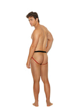 Load image into Gallery viewer, Men’s Fishnet and Lycra Jock Strap With Red Trim
