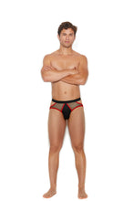 Load image into Gallery viewer, Men’s Fishnet and Lycra Jock Strap With Red Trim
