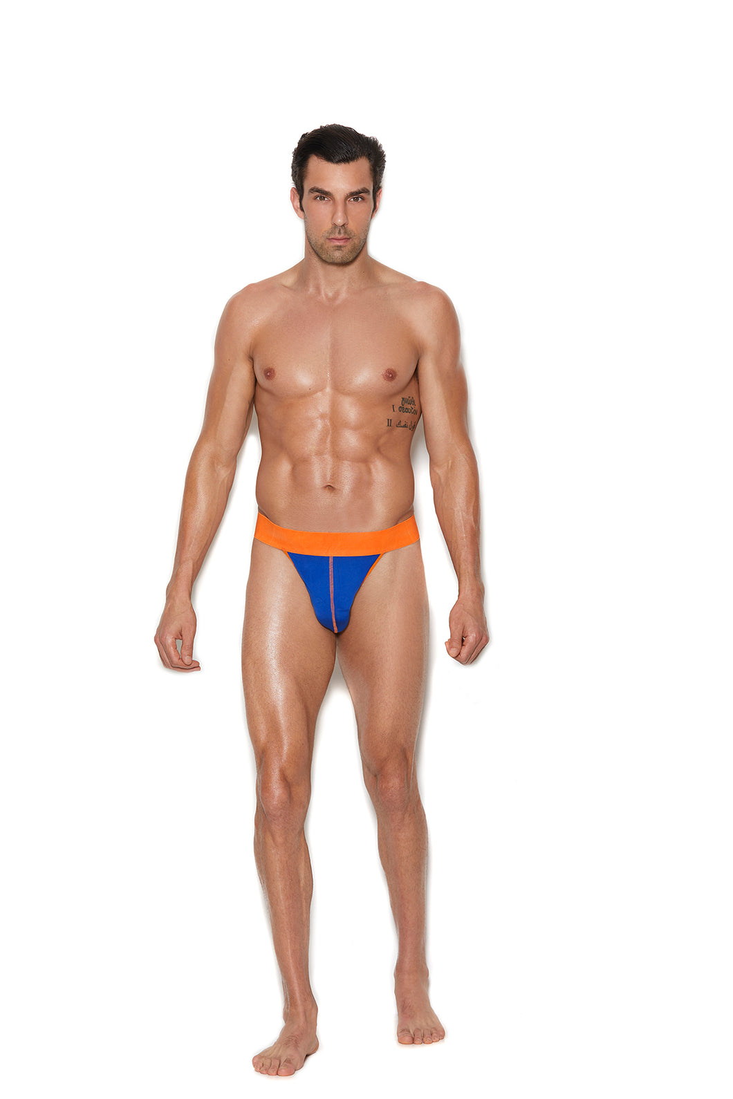 Men’s Thong With Neon Orange Trim and Elastic Band