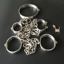 Load image into Gallery viewer, Stainless Steel Lockable Bondage Neck Collar Handcuffs Ankle Cuff Restraints
