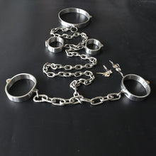 Load image into Gallery viewer, Stainless Steel Lockable Bondage Neck Collar Handcuffs Ankle Cuff Restraints
