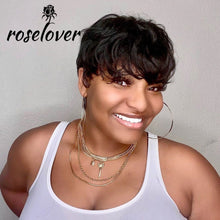 Load image into Gallery viewer, Short Pixie Cut Straight Hair Peruvian Remy Human Hair 150% Glueless Machine Made
