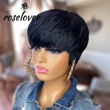 Load image into Gallery viewer, Short Pixie Cut Straight Hair Peruvian Remy Human Hair 150% Glueless Machine Made
