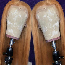 Load image into Gallery viewer, Honey Blonde Pre-Plucked  Straight Lace Front Remy Hair 13x1 Lace Part Peruvian Pins hair 180%
