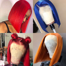 Load image into Gallery viewer, 150% Brazilian Human Hair Blue Orange Red Lace Frontal For Black Women
