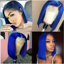 Load image into Gallery viewer, 150% Brazilian Human Hair Blue Orange Red Lace Frontal For Black Women
