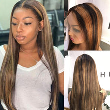 Load image into Gallery viewer, Straight 28 30 Inch Wig Honey Blonde  Full Highlight Lace Front Human Hair
