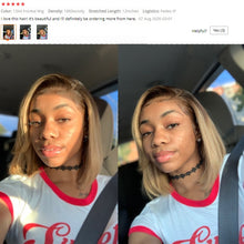 Load image into Gallery viewer, 1B/27 Short Bob Straight 4X4 Lace Front Human Hair  180% Ombre Blonde  Brazilian  Remy Hair
