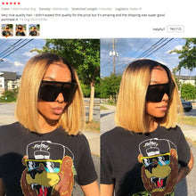 Load image into Gallery viewer, 1B/27 Short Bob Straight 4X4 Lace Front Human Hair  180% Ombre Blonde  Brazilian  Remy Hair
