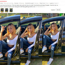 Load image into Gallery viewer, 1B/27 Short Bob Straight 4X4 Lace Front Human Hair  180% Ombre Blonde  Brazilian  Remy Hair
