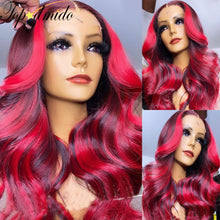 Load image into Gallery viewer, Red Highlight Color Brazilian Remy Human Hair  4x4 Lace Closure with Baby Hair
