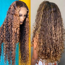 Load image into Gallery viewer, Blonde  Water Wave Lace Front  Deep Wave Wig Curly Lace Front Human Hair

