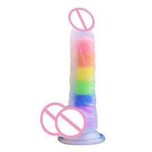 Load image into Gallery viewer, 7.6 Inch Silicone Rainbow Crystal Realistic Dildos
