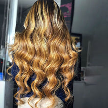 Load image into Gallery viewer, Body Wave Lace Front Brazilian Colored Human Hair Honey Blonde Highlight 30 Inch Full Hd
