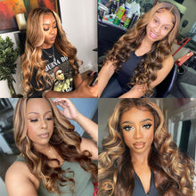 Load image into Gallery viewer, Body Wave Lace Front Brazilian Colored Human Hair Honey Blonde Highlight 30 Inch Full Hd
