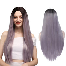 Load image into Gallery viewer, Blonde Bangs Synthetic Long Straight Lolita High Temperature Fiber Hair
