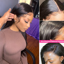 Load image into Gallery viewer, 28 inch Closure wig 4x4 Lace Closure Human Hair Lace  Long Straight Brazilian Remy 150 Density
