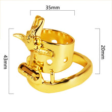 Load image into Gallery viewer, New Gold Bull Head Male Chastity Device Locked

