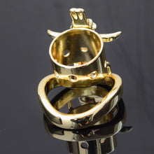 Load image into Gallery viewer, New Gold Bull Head Male Chastity Device Locked

